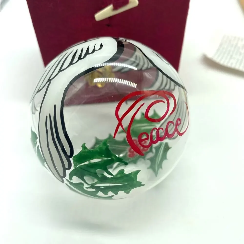 Chase Inside Art Reverse Painted‎ Doves Peace Blown Glass Christmas Ornament 3